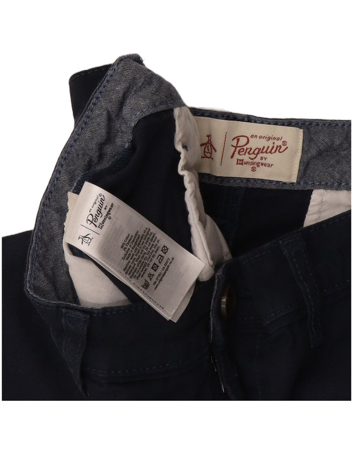 Penguin Mens Chino Shorts W36 Large Navy Blue Cotton