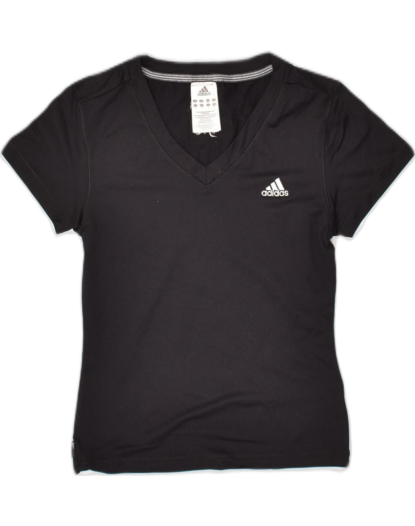 ADIDAS Womens T-Shirt Top UK 10 Small Black Polyamide | Vintage Adidas | Thrift | Second-Hand Adidas | Used Clothing | Messina Hembry 