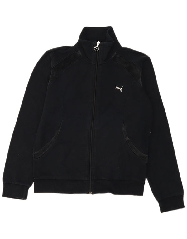 Puma Womens Tracksuit Top Jacket UK 14 Large Black Cotton