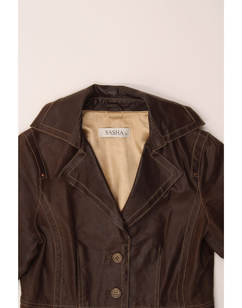 SASHA Womens Leather Jacket UK 10 Small Brown Leather Vintage Sasha and Second-Hand Sasha from Messina Hembry 