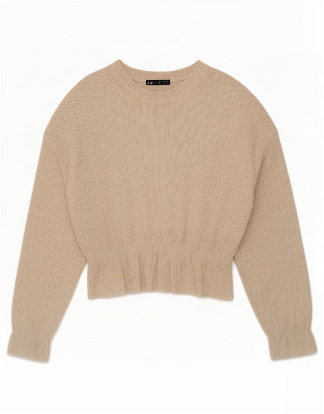 Zara Womens Relaxed Fit Blouse Top UK 10 Small Beige Polyester