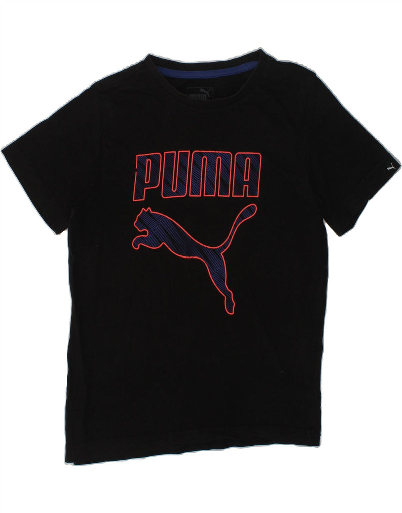 PUMA Boys Graphic T-Shirt Top 9-10 Years Black Cotton | Vintage Puma | Thrift | Second-Hand Puma | Used Clothing | Messina Hembry 