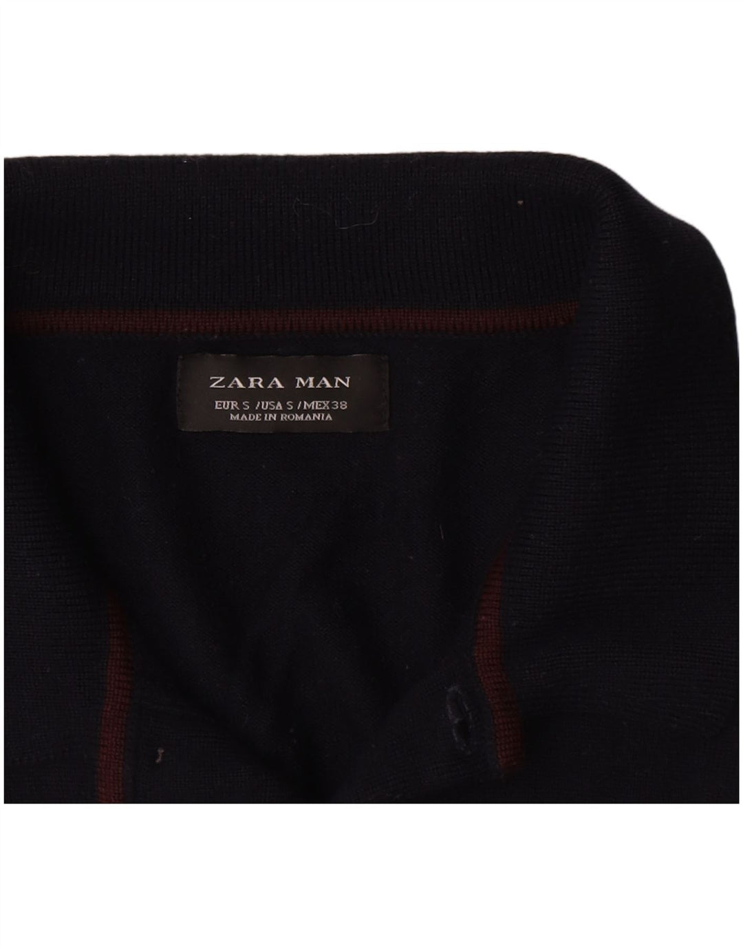 Zara Mens Polo Neck Jumper Sweater Small Navy Blue