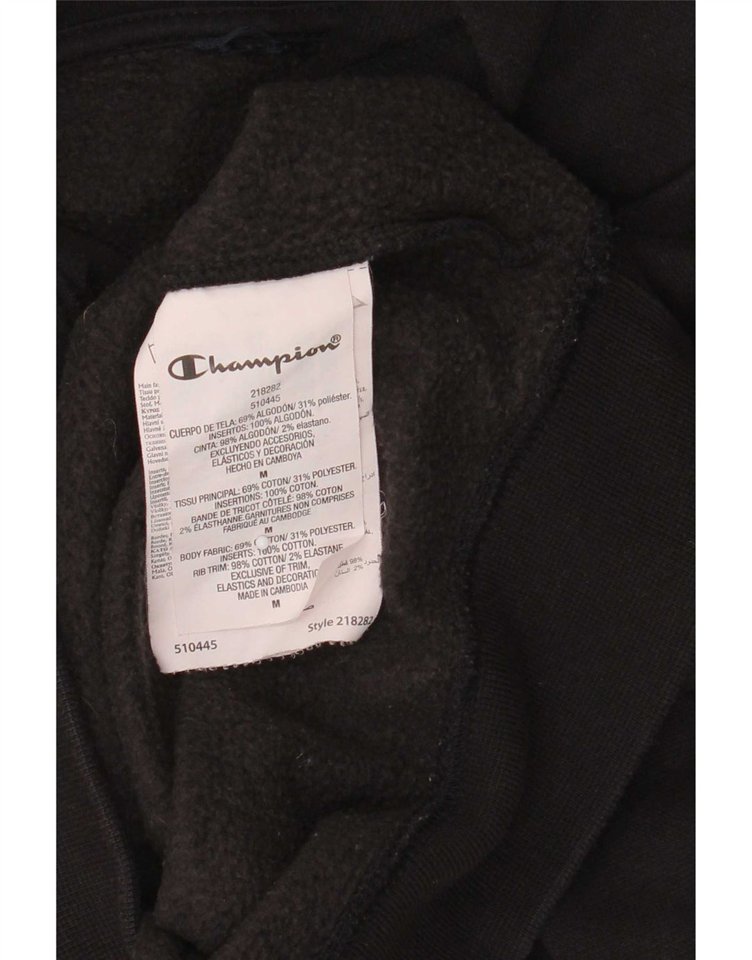 Champion Mens Graphic Hoodie Jumper Medium Black Cotton