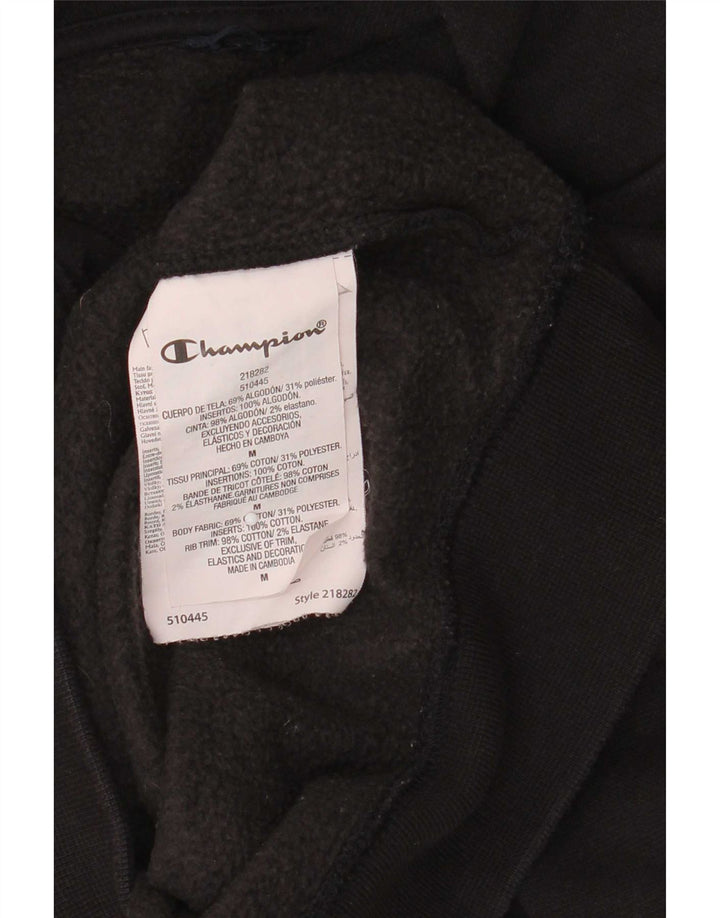 Champion Mens Graphic Hoodie Jumper Medium Black Cotton