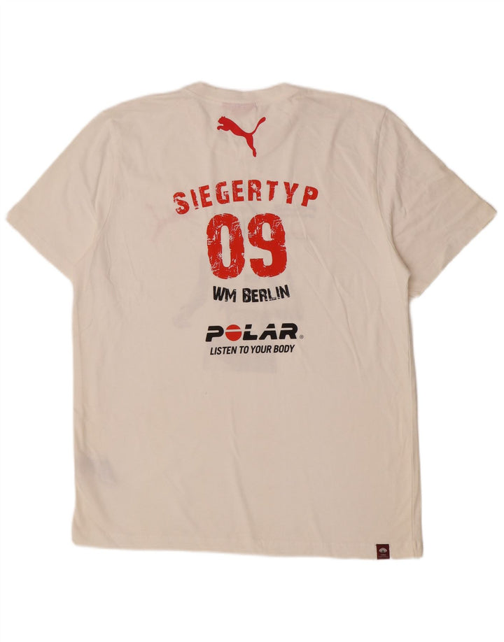 Puma Mens Graphic T-Shirt Top Large White Cotton