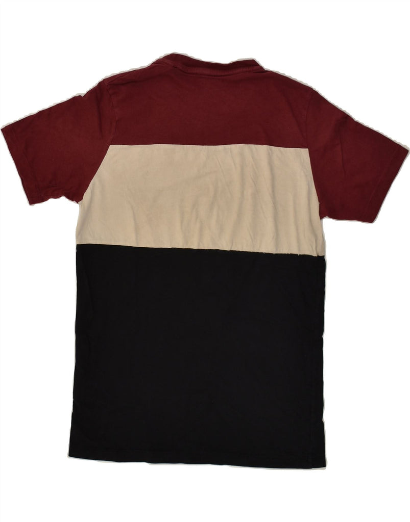 JACK & JONES Mens Graphic T-Shirt Top Small Burgundy Colourblock Cotton | Vintage Jack & Jones | Thrift | Second-Hand Jack & Jones | Used Clothing | Messina Hembry 