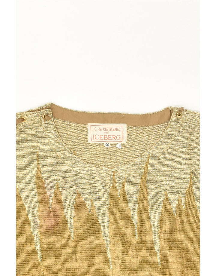 ICEBERG Womens Blouse Top EU 40 Medium Khaki Colourblock Wool | Vintage Iceberg | Thrift | Second-Hand Iceberg | Used Clothing | Messina Hembry 