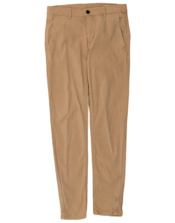 Zara Mens Slim Chino Trousers EU 38 Small W30 L29 Beige Cotton
