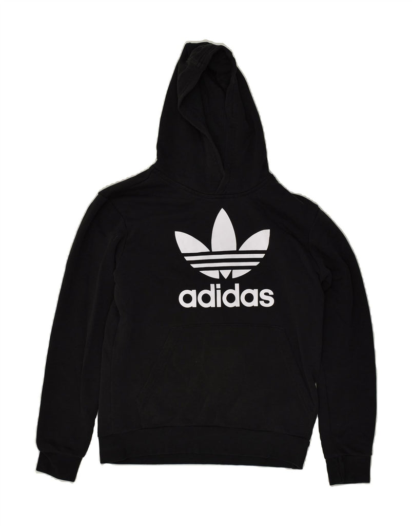 ADIDAS Boys Graphic Hoodie Jumper 13-14 Years Large Black Cotton | Vintage Adidas | Thrift | Second-Hand Adidas | Used Clothing | Messina Hembry 