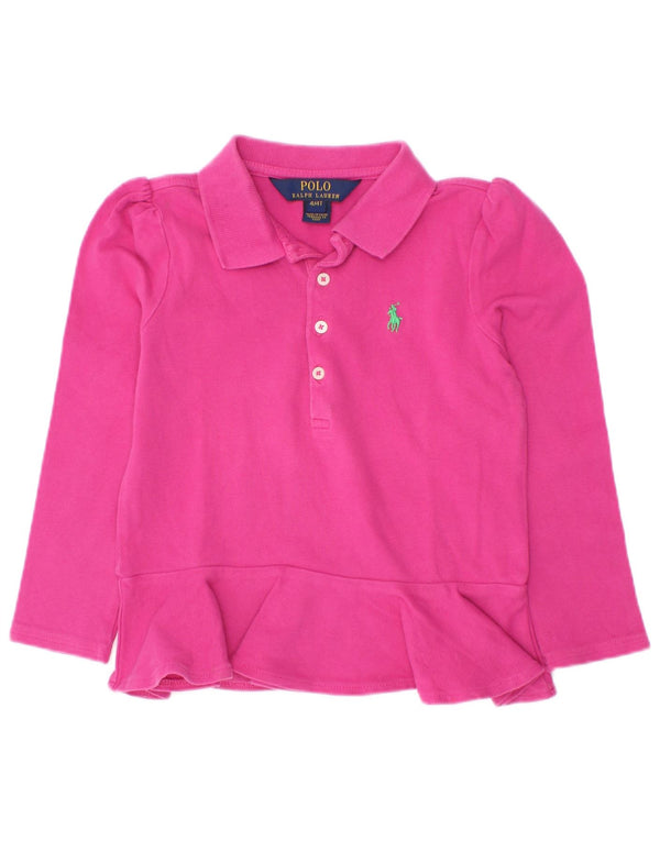 Polo Ralph Lauren Girls Long Sleeve Shirt 3-4 Years Pink Cotton