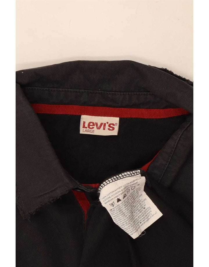 Levi's Mens Long Sleeve Polo Shirt Large Black Cotton
