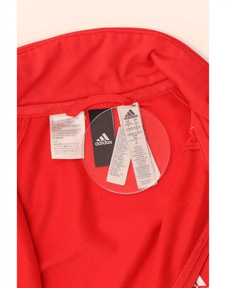 Adidas Womens Tracksuit Top Jacket UK 8/10 Small Red Polyester