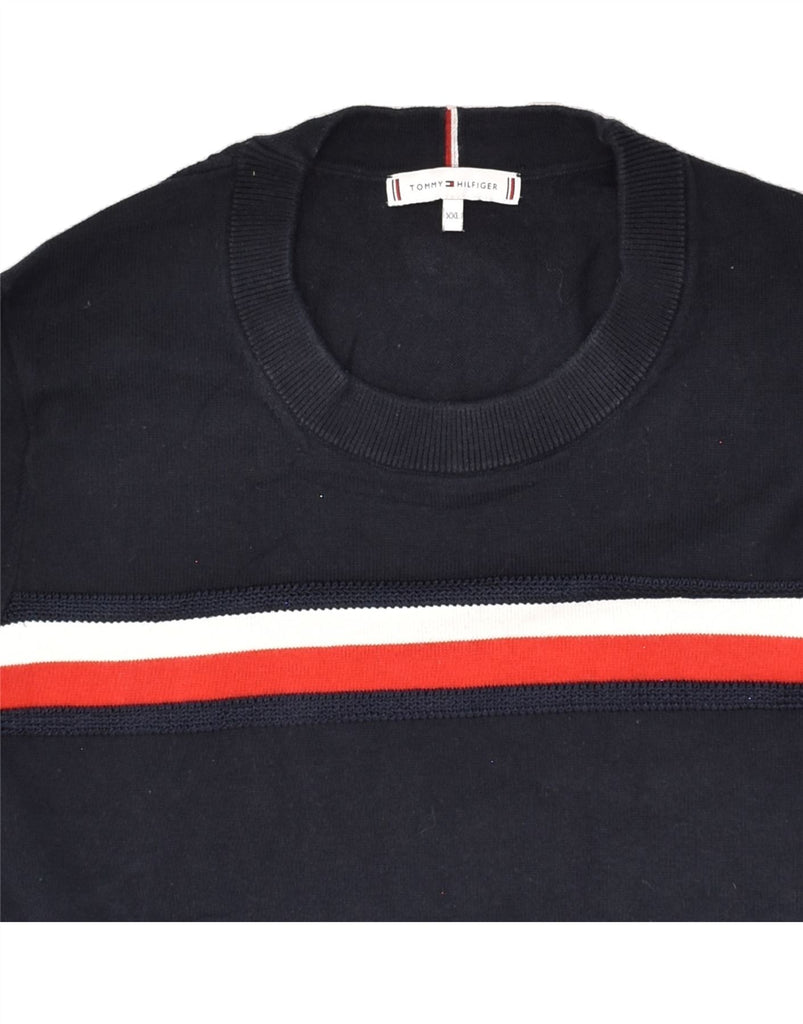 TOMMY HILFIGER Womens Crew Neck Jumper Sweater UK 20 2XL Navy Blue Cotton | Vintage Tommy Hilfiger | Thrift | Second-Hand Tommy Hilfiger | Used Clothing | Messina Hembry 