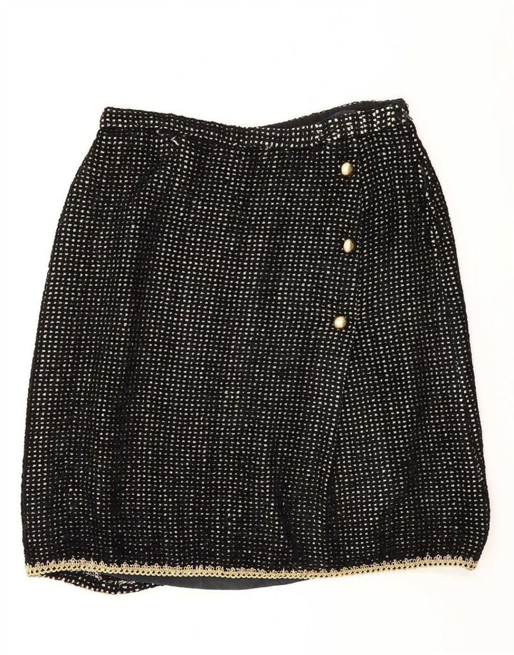 Vintage Womens 2 Piece Skirt Set UK 14 Medium W30 Black Geometric