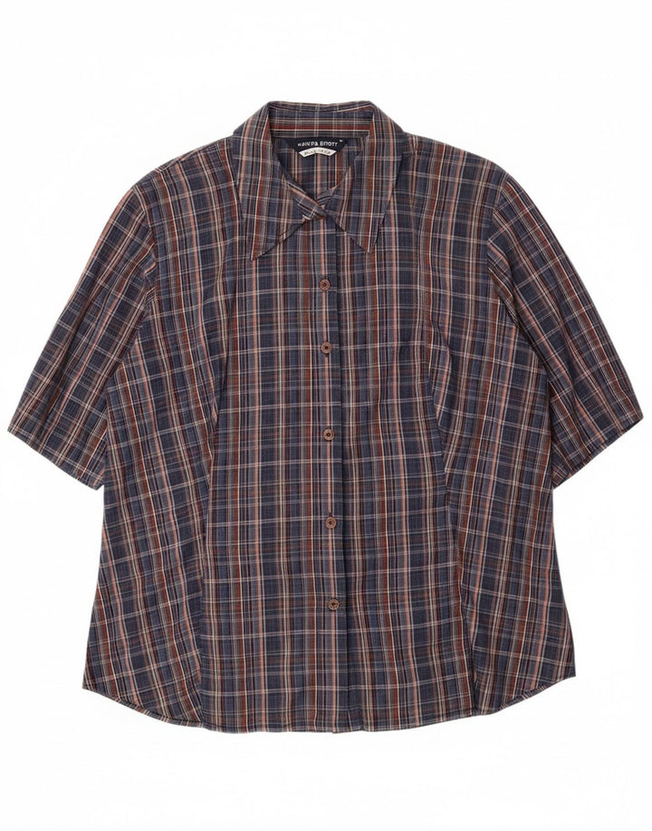 MARINA RINALDI Womens Oversized Shirt Size 23 Medium Navy Blue Check