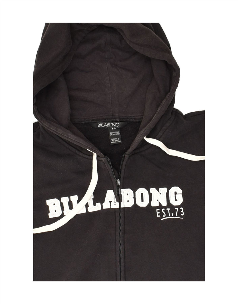 BILLABONG Womens Graphic Zip Hoodie Sweater UK 14 Large  Black Cotton | Vintage Billabong | Thrift | Second-Hand Billabong | Used Clothing | Messina Hembry 