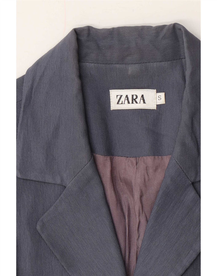 Zara Womens 1 Button Blazer Jacket UK 10 Small Blue