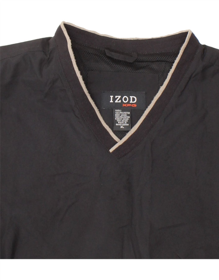 IZOD Mens Pullover Tracksuit Top Jacket XL Black Polyester Vintage Izod and Second-Hand Izod from Messina Hembry 