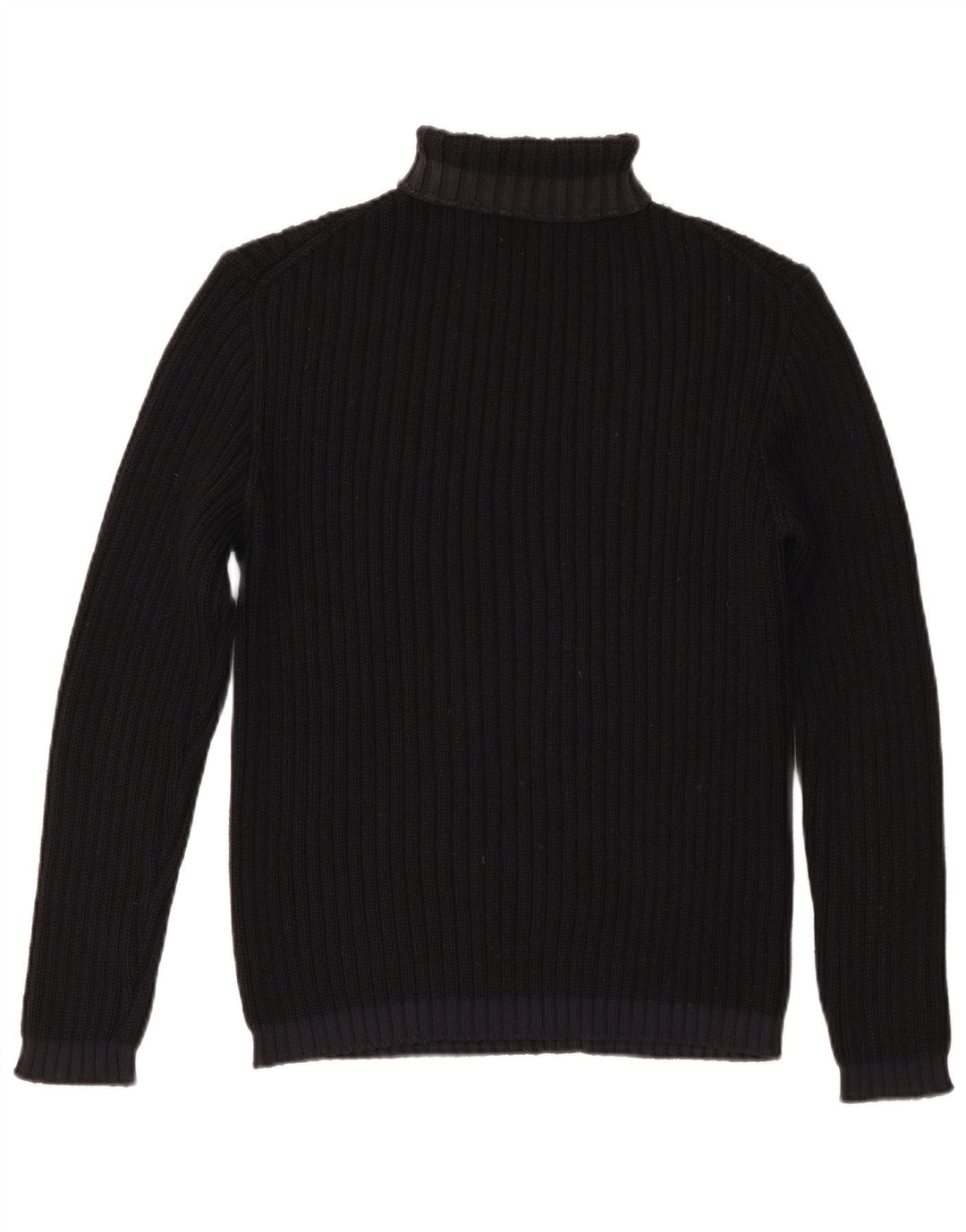 Vintage Womens Roll Neck Jumper Sweater UK 14 Large Black Merino Wool