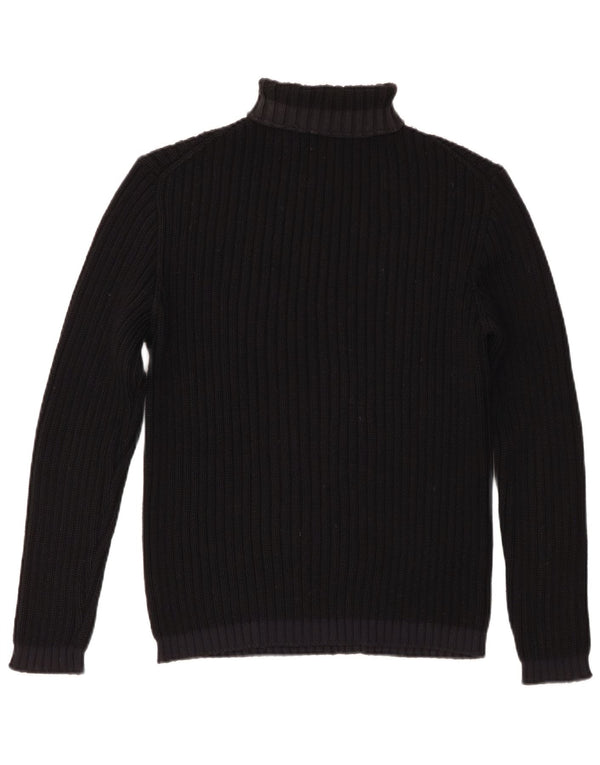 Vintage Womens Roll Neck Jumper Sweater UK 14 Large Black Merino Wool