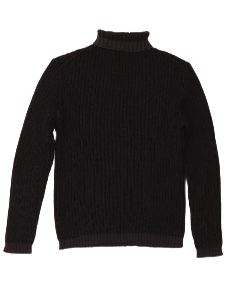 Vintage Womens Roll Neck Jumper Sweater UK 14 Large Black Merino Wool