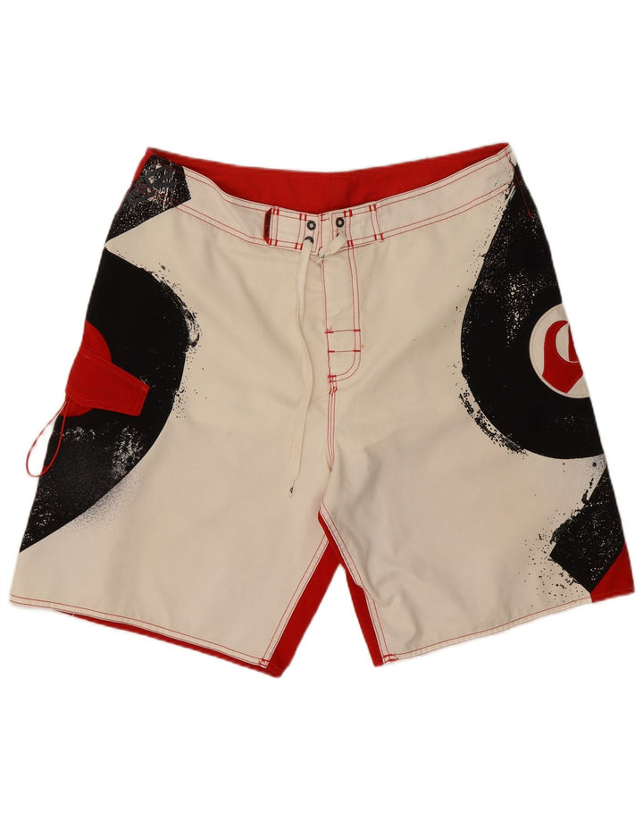 Quiksilver Mens Graphic Swimming Shorts Large  White Colourblock Polyester