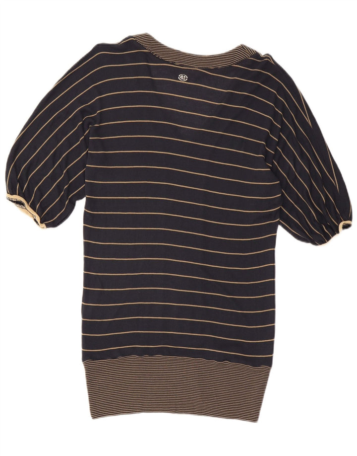 Marlboro Classics Womens Longline Blouse Top UK 16 Large Navy Blue Striped