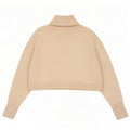Zara Womens Crop Oversized Roll Neck Jumper Sweater UK 10 Small Off White