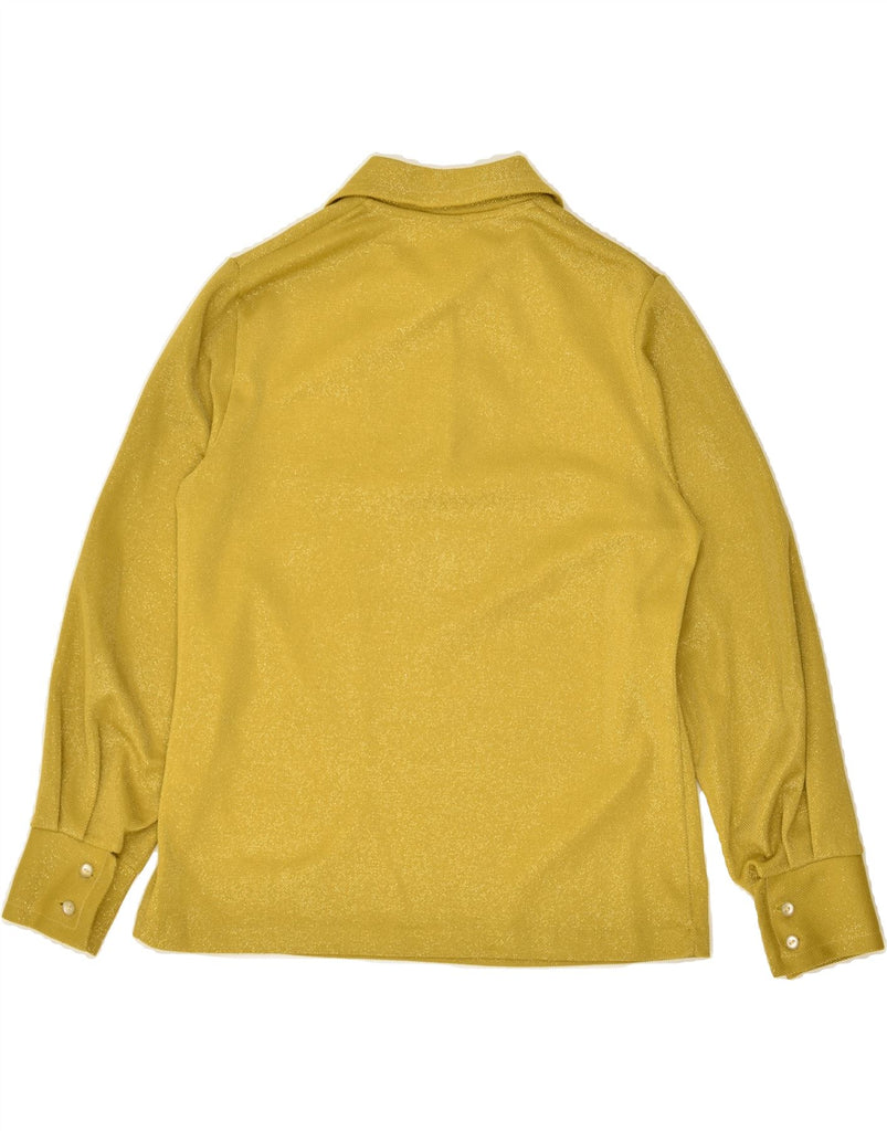 VINTAGE Womens Long Sleeve Blouse Top UK 12 Medium Yellow Polyester | Vintage Vintage | Thrift | Second-Hand Vintage | Used Clothing | Messina Hembry 