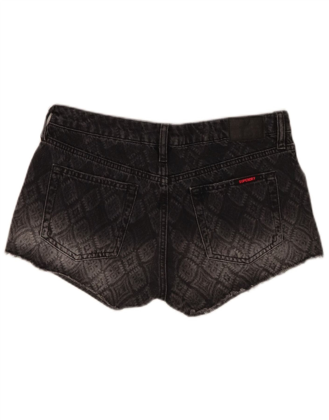 Superdry Womens Denim Shorts W29 Medium Grey Geometric Cotton