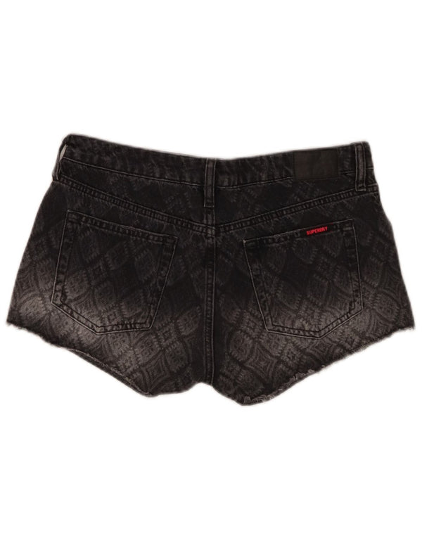 Superdry Womens Denim Shorts W29 Medium Grey Geometric Cotton