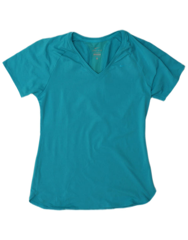 Nike Womens Dri Fit T-Shirt Top UK 10 Small Blue