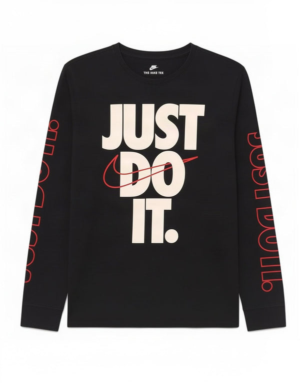 Nike Mens Athletic Cut Graphic Top Long Sleeve Large Black Cotton