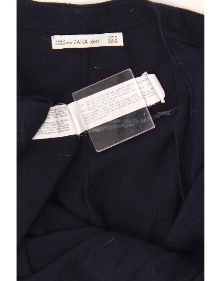 Zara Womens 3/4 Sleeve Oversized Cardigan Sweater UK 14 Medium Navy Blue