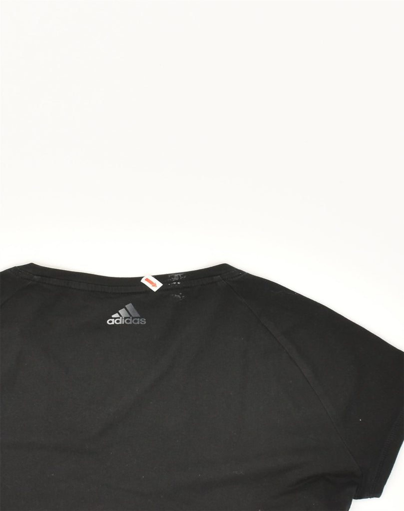 ADIDAS Womens Graphic T-Shirt Top UK 12/14 Medium Black Cotton | Vintage Adidas | Thrift | Second-Hand Adidas | Used Clothing | Messina Hembry 