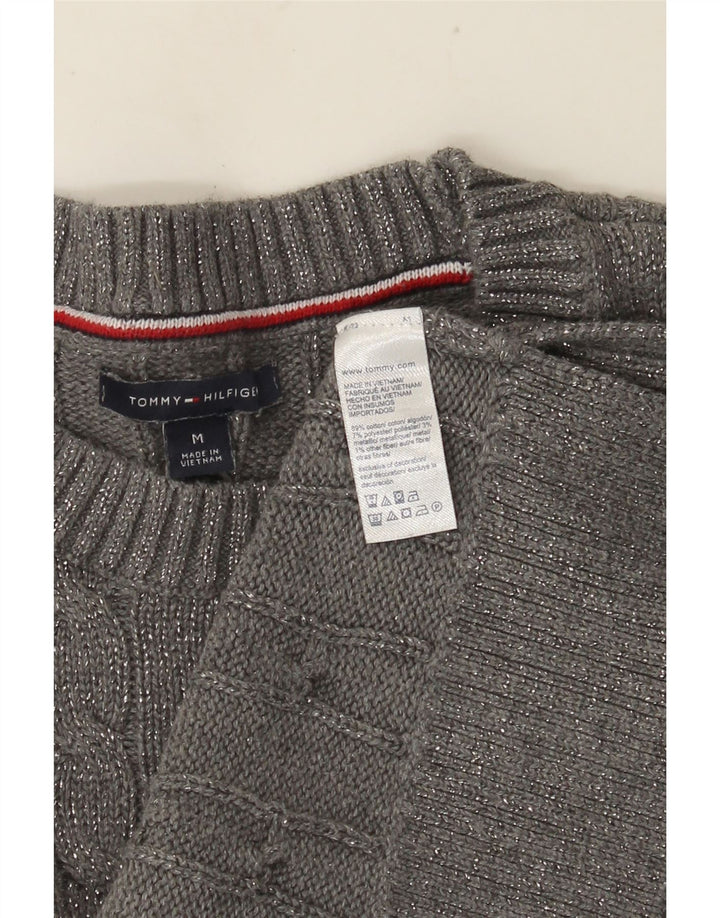 Tommy Hilfiger Womens Crew Neck Jumper Sweater UK 14 Medium Grey Flecked