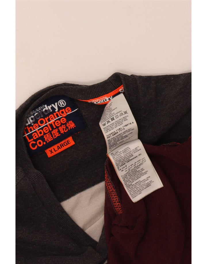Superdry Mens Top Long Sleeve XL Multicoloured Colourblock Cotton