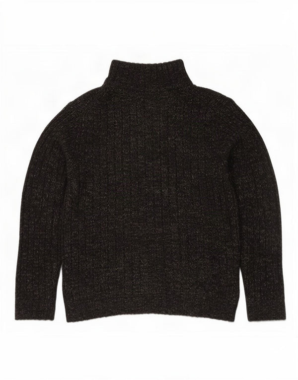 Marks & Spencer Mens Zip Neck Jumper Sweater Small Black Flecked Acrylic