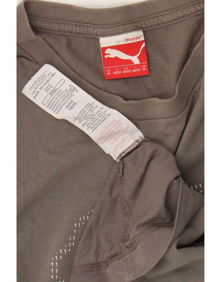 PUMA Mens Graphic T-Shirt Top Medium Grey Cotton