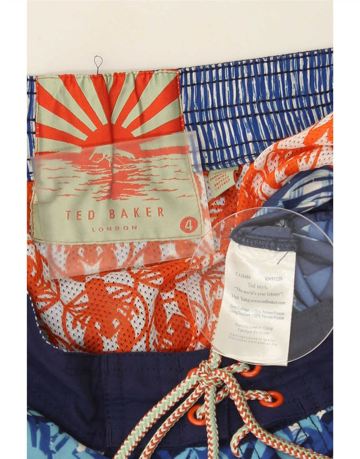 Ted Baker Mens Swimming Shorts Size 4 Large Navy Blue Floral Polyester