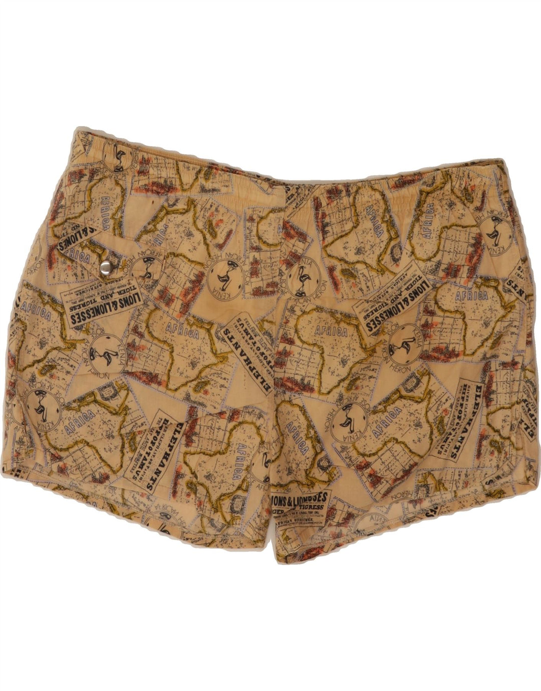 VINTAGE Mens Graphic Sport Shorts Large Beige Cotton Vintage Vintage and Second-Hand Vintage from Messina Hembry 
