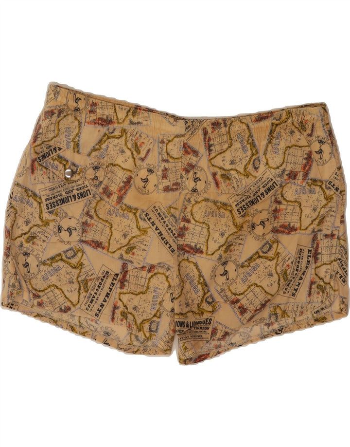 VINTAGE Mens Graphic Sport Shorts Large Beige Cotton Vintage Vintage and Second-Hand Vintage from Messina Hembry 