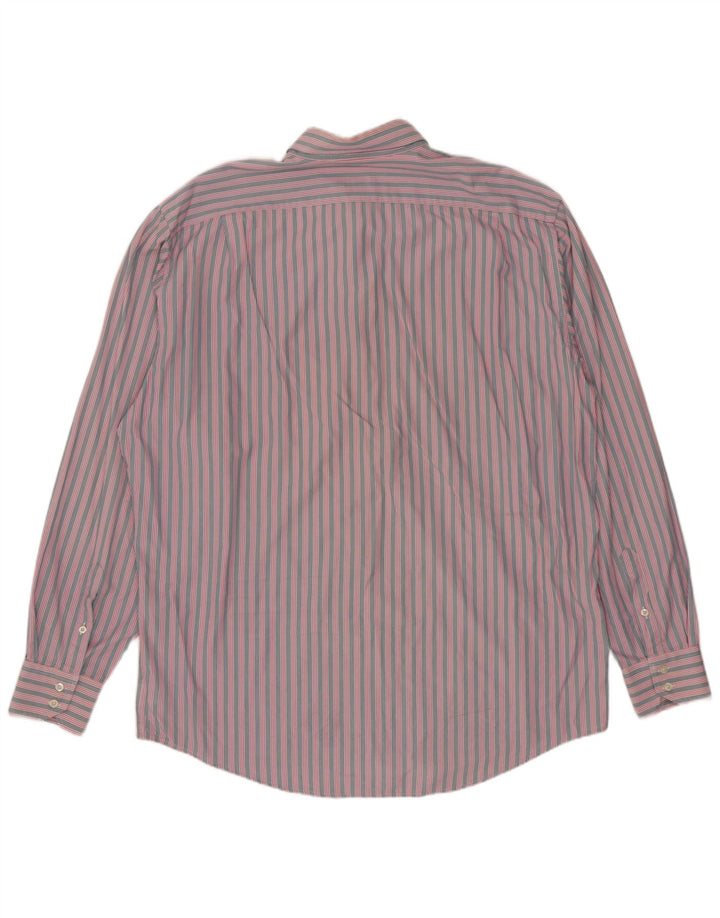 Lacoste Mens Regular Fit Shirt Size 44 XL Pink Striped Cotton