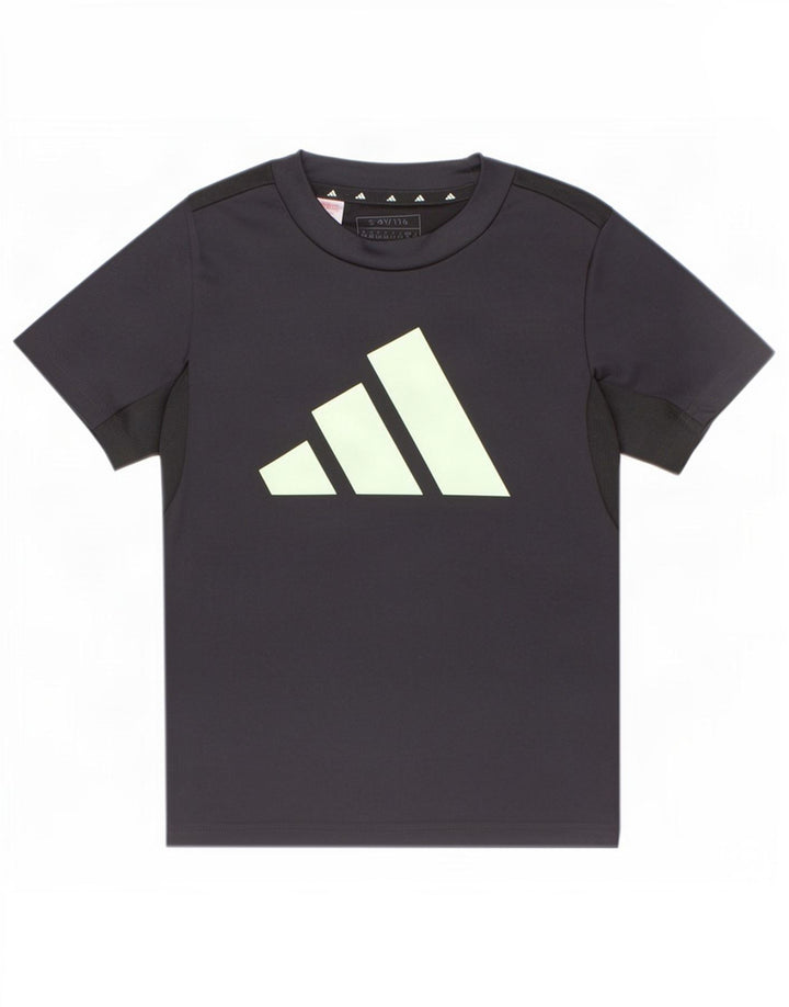 Adidas Boys Aeroready Graphic T-Shirt Top 5-6 Years Grey Polyester