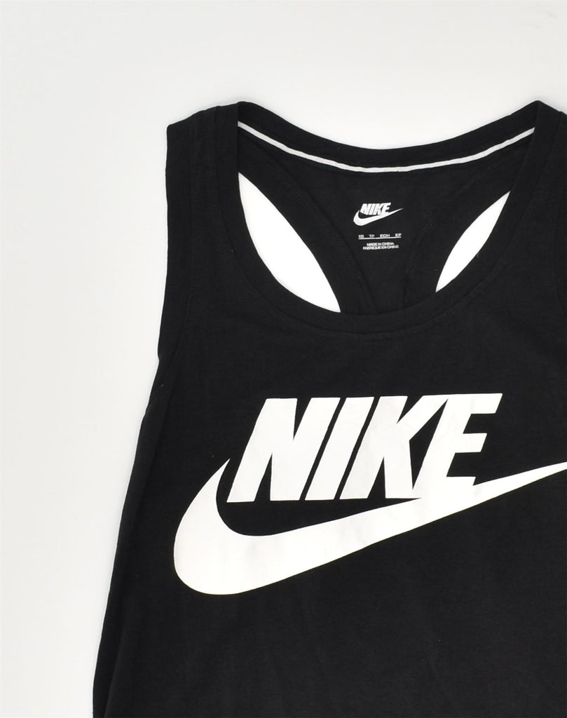 NIKE Womens Graphic Vest Top UK 4 XS Black Cotton | Vintage Nike | Thrift | Second-Hand Nike | Used Clothing | Messina Hembry 