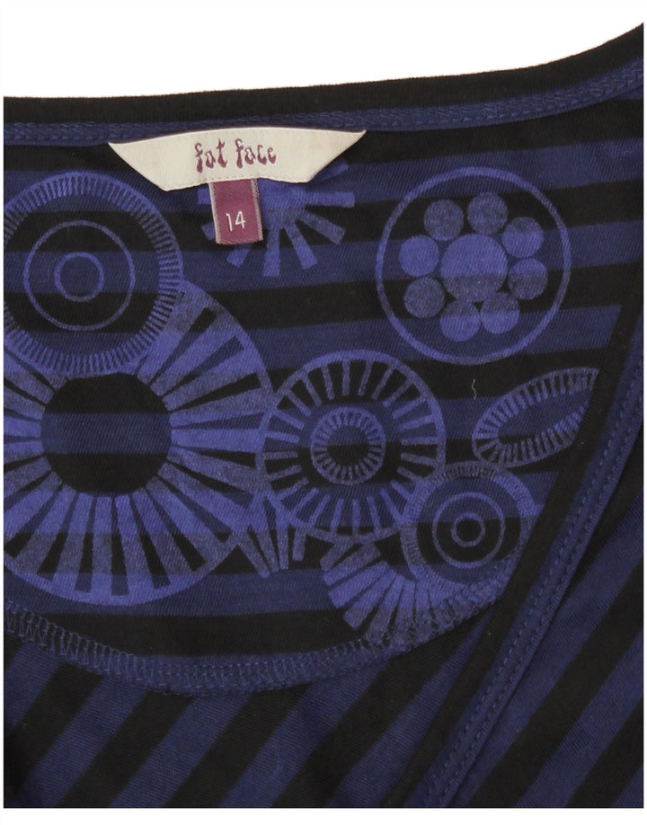 Fat Face Womens Maxi Dress UK 14 Medium Navy Blue Striped Polyester