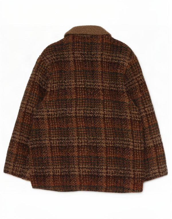 Weave of The Irish Mens Short Overcoat UK 14 Medium Brown Plaid Wool