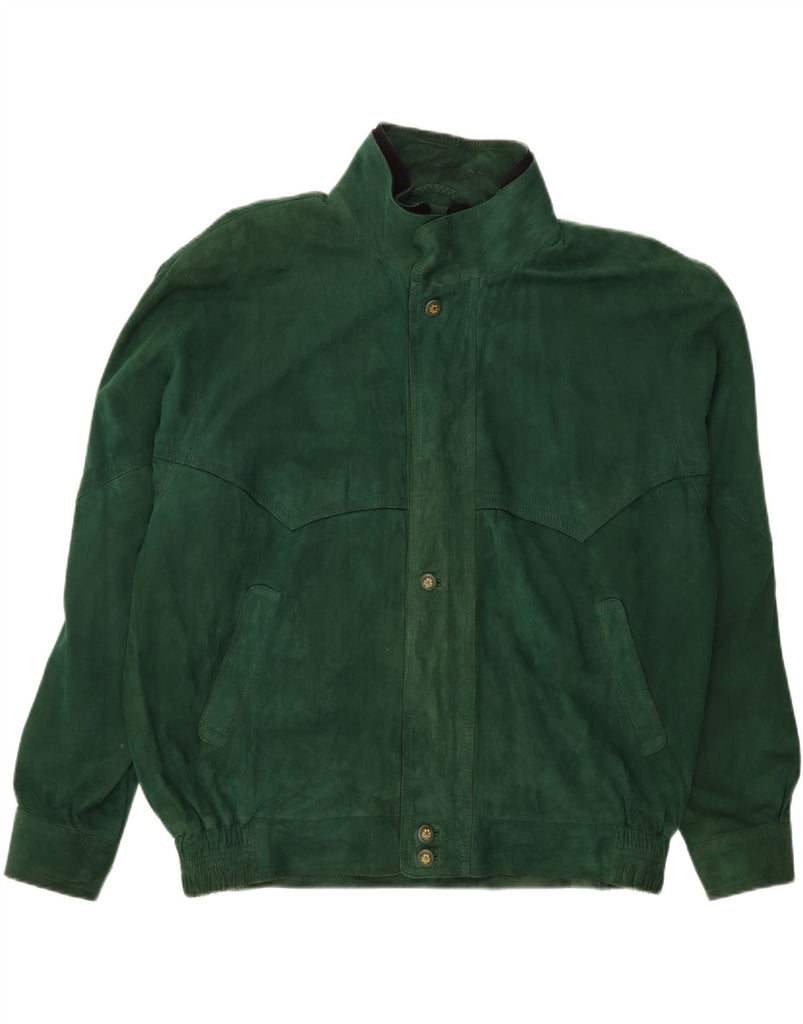 KONEN Mens Suede Bomber Jacket IT 56 3XL Green Leather Vintage Konen and Second-Hand Konen from Messina Hembry 