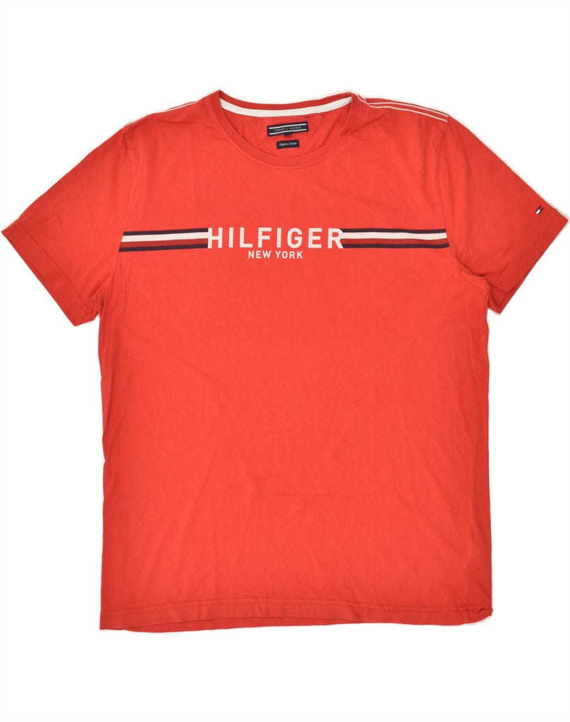 TOMMY HILFIGER Womens Graphic T-Shirt Top UK 20 2XL Red Cotton Vintage Tommy Hilfiger and Second-Hand Tommy Hilfiger from Messina Hembry 